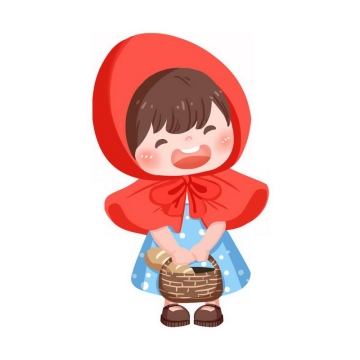 蓝点裙子小红帽卡通小女孩童话人物插画7843562图片免抠素材
