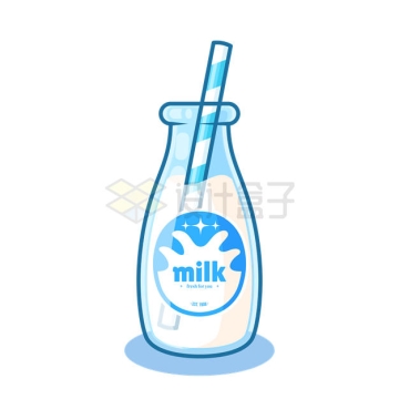 插着吸管的卡通牛奶瓶6520974矢量图片免抠素材