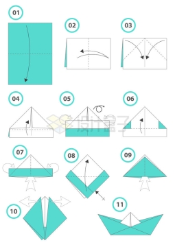 折纸船教程步骤图6966078矢量图片免抠素材