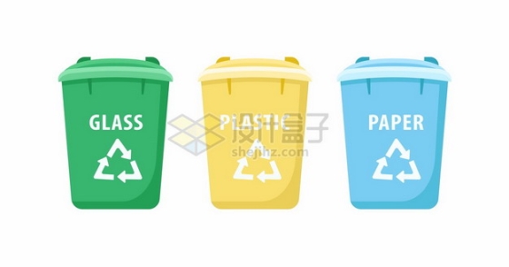 三种颜色的垃圾桶垃圾分类476635png矢量图片素材