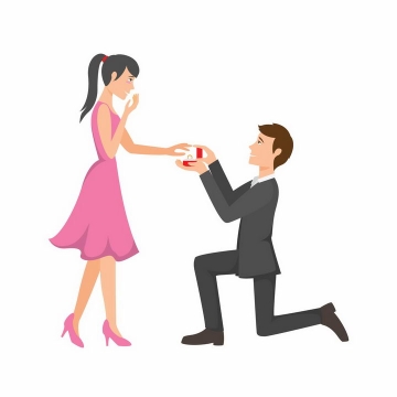 单膝下跪的西装男人拿着戒指向女朋友求婚png图片免抠矢量素材