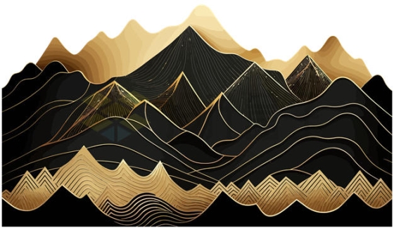 黑金色线条的高山风景插画2462768矢量图片免抠素材