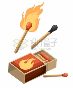燃烧的火柴和火柴盒1775206矢量图片免抠素材