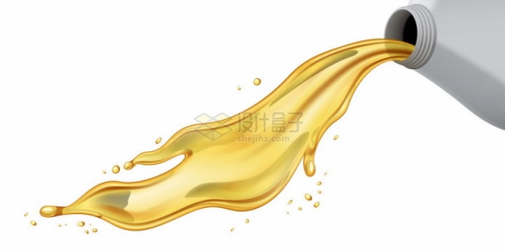 从润滑油桶中倒出来的金黄色机油png图片素材