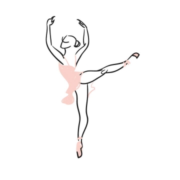 手绘涂鸦线条风格粉色芭蕾舞舞者展示效果免抠矢量图片素材