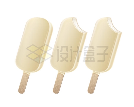 3根白巧克力冰淇淋冰激凌棒冰美味冷饮6068877矢量图片免抠素材