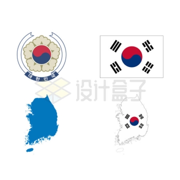 韩国国徽国旗和地图图案4524304矢量图片免抠素材