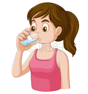 健身后的卡通女孩正在喝水3015327矢量图片免抠素材