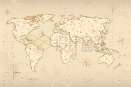 一幅复古风格世界地图9695266矢量图片免抠素材