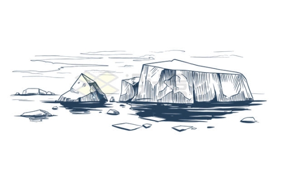 手绘风格南极北极冰山图案3799205矢量图片免抠素材
