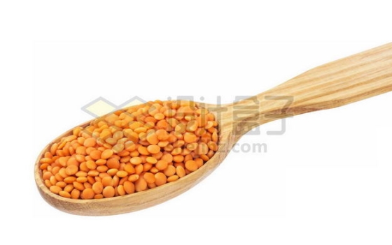 木头勺子里的橙色扁豆五谷杂粮粗粮美味美食3942775图片免抠素材