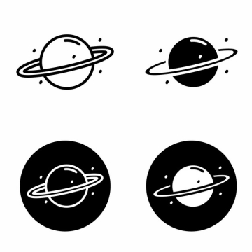 4款黑白色的自带光环的土星等气态行星270919png图片素材