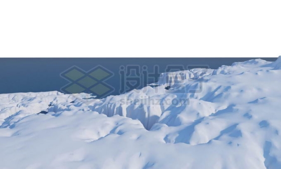 厚厚积雪覆盖的冰川冰山和远处的大海3420270PSD免抠图片素材