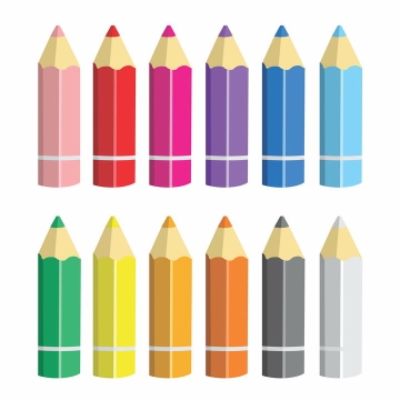 12款彩色的卡通铅笔画笔图片免抠矢量素材