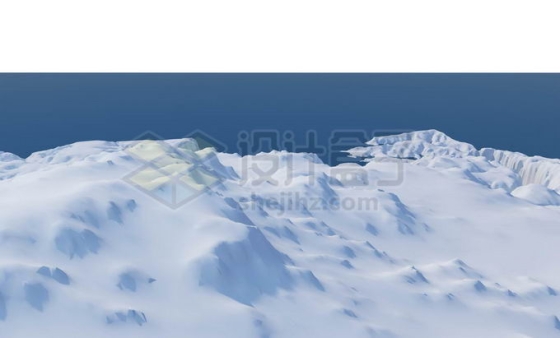 厚厚积雪覆盖的冰川雪山冰山和远处的大海高原湖泊8706769PSD免抠图片素材