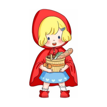 抱着篮子的小红帽卡通小女孩童话人物插画2654350图片免抠素材