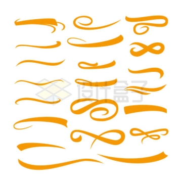 各种金色短线条涂鸦丝绸丝带装饰1846550矢量图片免抠素材
