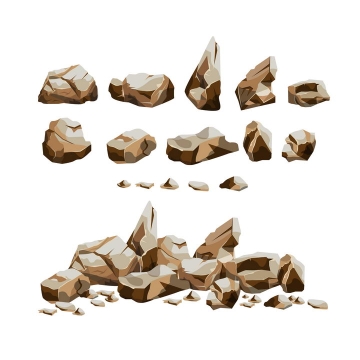 各种破碎的褐色石块石头岩石图片免抠矢量素材
