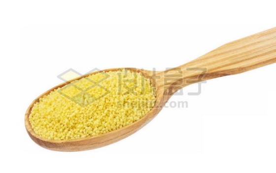 木头勺子里的黄米黄小米红谷小米月子米五谷杂粮粗粮美味美食7511745图片免抠素材