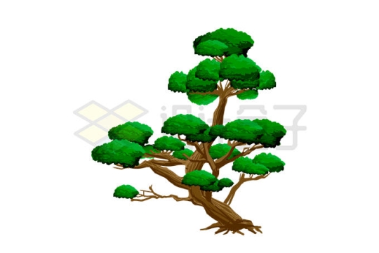 一棵卡通松树造景盆栽九里香盆景9886502矢量图片免抠素材