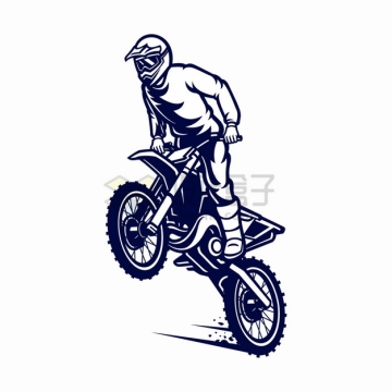 提起车头的骑越野摩托车特技表演卡通漫画插画png图片素材