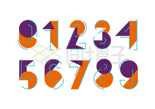 线条和色块组成的数字字体艺术字6466513矢量图片免抠素材