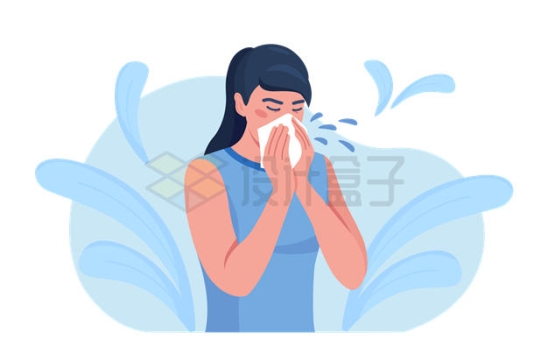 鼻炎感冒擦鼻涕的女孩4846624EPS矢量图片免抠素材