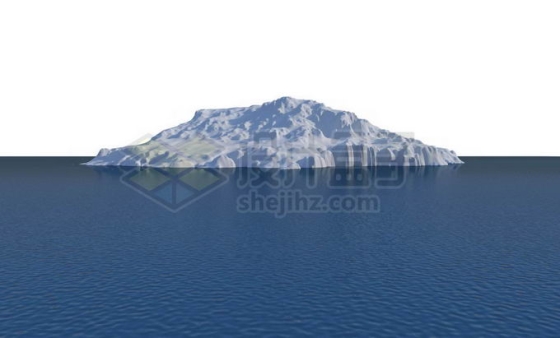 蔚蓝色大海中厚厚积雪覆盖的冰川雪山冰山8802543PSD免抠图片素材
