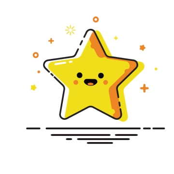 MBE风格可爱卡通带微笑表情的黄色小星星五角星图片免抠素材