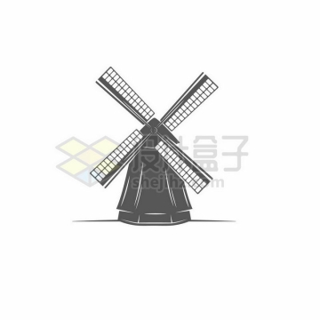 黑色插画荷兰大风车7605257矢量图片免抠素材