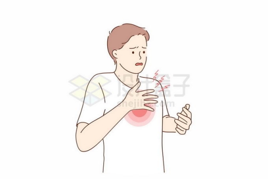 男子摸着胸口心脏疼痛心绞痛手绘线条插画3942987矢量图片免抠素材
