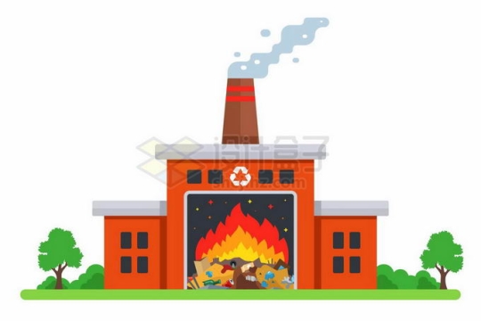 垃圾焚烧发电厂正在通过燃烧垃圾发电3658169矢量图片免抠素材