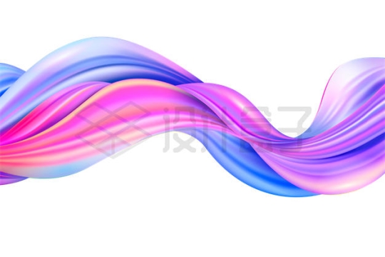 绚丽紫色渐变色抽象三维波浪线装饰1020280矢量图片免抠素材