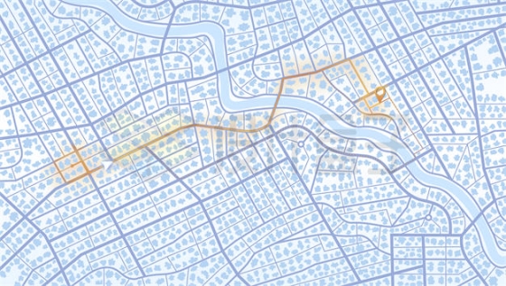 复杂的城市地图和发光橙色导航线路8733937矢量图片免抠素材下载