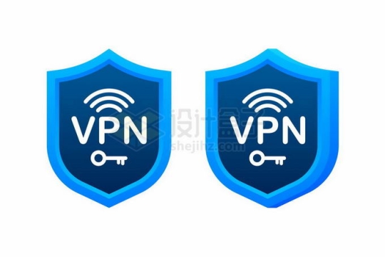 2款蓝色VPN虚拟专用网络翻墙软件图标盾牌标志8325539矢量图片免抠素材