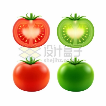 切开的红色青色绿色西红柿番茄8091812矢量图片免抠素材