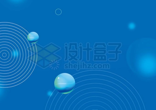 3D小球和线条同心圆装饰蓝色背景图4302329图片素材下载