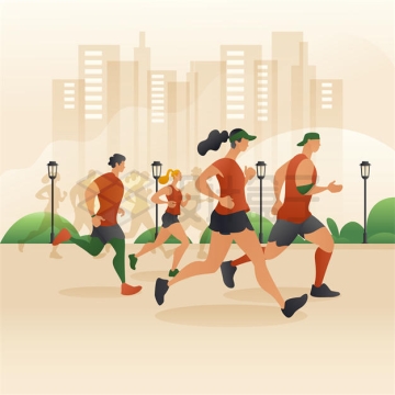 一群跑步的人马拉松长跑体育插画7466749矢量图片免抠素材下载