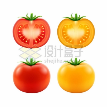 切开的红色黄色西红柿番茄8160817矢量图片免抠素材