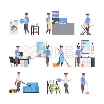 各种做家务的保洁人员打扫卫生1597044矢量图片免抠素材