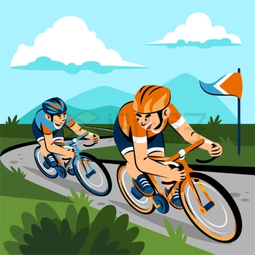 2个起竞速自行车的运动员体育插画7812999矢量图片免抠素材下载