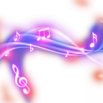 跳动的紫色音乐音符发光绚丽五线谱效果1075234免抠图片素材