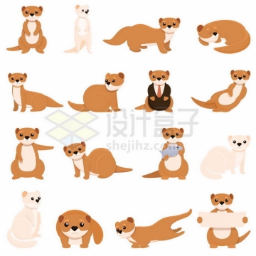 各种可爱的卡通黄鼠狼鼬科动物5062090矢量图片免抠素材