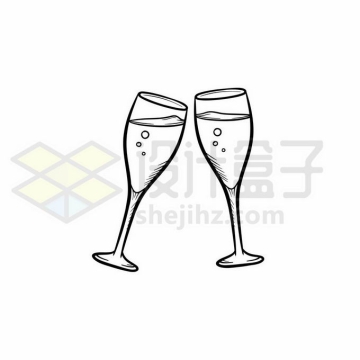 两个红酒杯碰杯手绘线条插画6974931矢量图片免抠素材免费下载