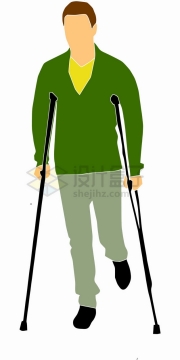 拄着拐杖的残疾人扁平插画png图片素材3245235
