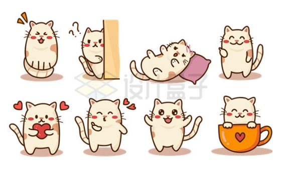 9款超可爱的卡通小猫咪4823566矢量图片免抠素材