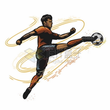 踢足球的球员彩绘漫画插画467503png图片素材