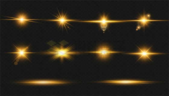 10款黄色星芒星光发光效果4122890PSD免抠图片素材