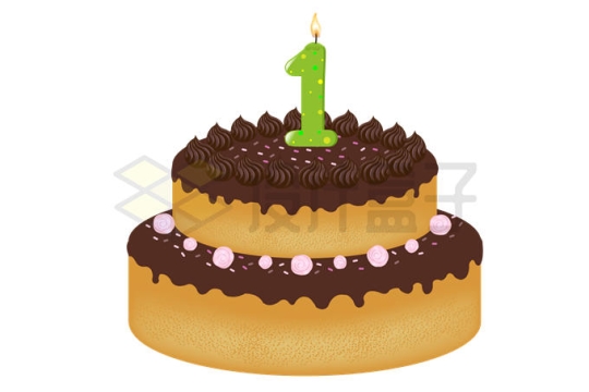 一岁1岁生日蛋糕卡通巧克力双层蛋糕8132682矢量图片免抠素材
