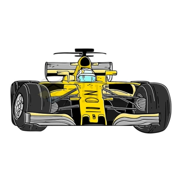 黄色手绘F1方程式赛车正面图6787798矢量图片免抠素材